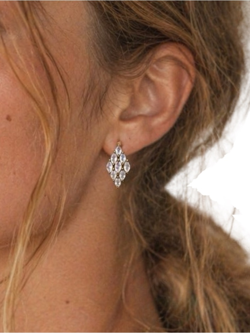 La Kaiser - Gold Vermeil Marquise Cluster Moonstone Half Hoop Earrings